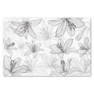 Floral Lilies Line Art  Tissue Paper