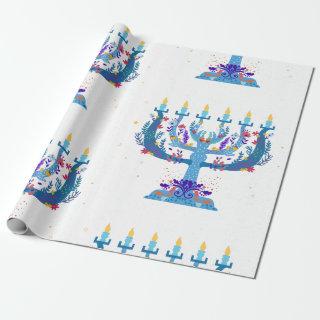 floral menorah hanukkah