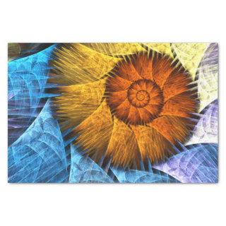 Floral Orange Yellow Blue Abstract Art Tissue Paper