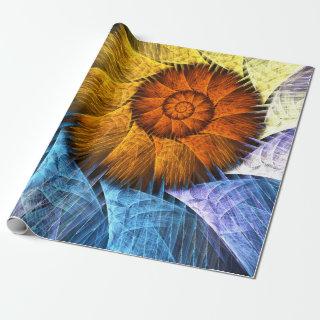 Floral Orange Yellow Blue Abstract Art