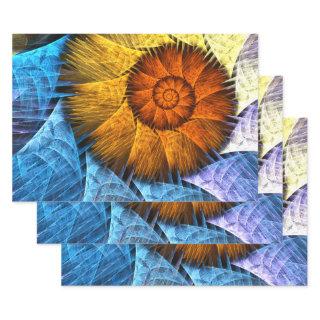 Floral Orange Yellow Blue Abstract Art  Sheets