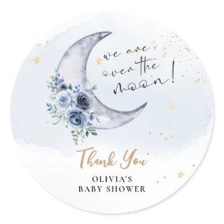Floral Over The Moon Baby Shower Classic Round Sticker