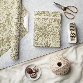 Floral Pattern Green Sage Antique Damask