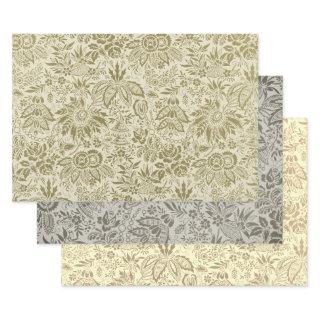 Floral Pattern Green Sage Antique Damask  Sheets
