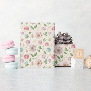 Floral Pattern Harmony in Pink & Blue Pastel Hues