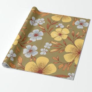 Floral Pattern in Soft Yellow and Light Blue