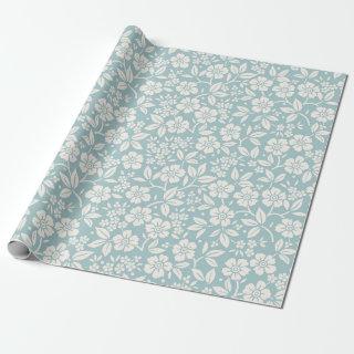 Floral pattern. Pretty flowers on gray blue backgr