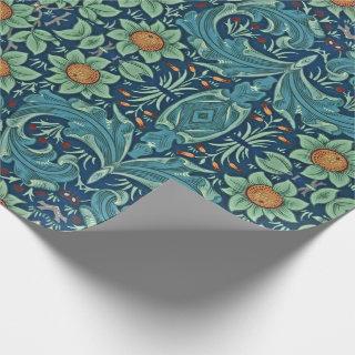 Floral Pattern William Morris Red Yellow Blue Gree