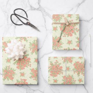 Floral Peach Orange Spring Flowers  Sheets
