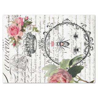 Floral Queen Bee Script Decoupage Tissue Paper