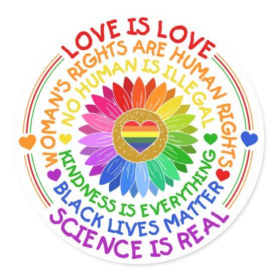 Floral Rainbow Political and Social Stand Classic Round Sticker