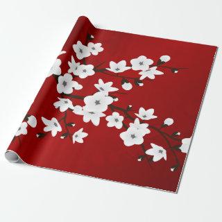 Floral Red And White Cherry Blossom