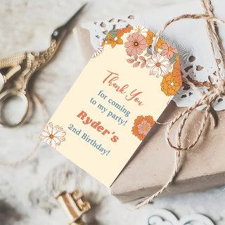 Floral Retro Groovy Birthday Party  Gift Tags