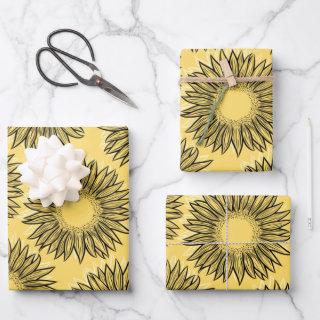 Floral Rustic Sunflower Hand Drawn  Sheets