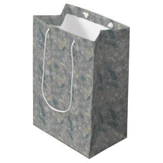 Floral scribbles on grey medium gift bag