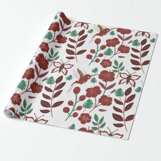 Floral seamless pattern birds and butterflies