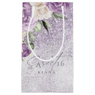 Floral Sparkles Sweet Sixteen Mauve ID912 Small Gift Bag
