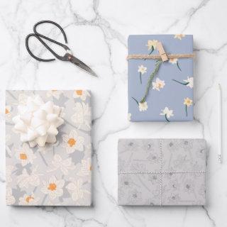 Floral Spring Daffodil | Blue and Gray  Sheets