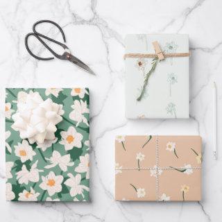 Floral Spring Daffodil | Green and Orange  Sheets