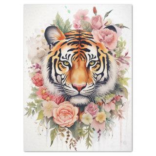 Floral Tiger Decoupage Tissue Paper