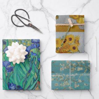 Floral Van Gogh Irises Sunflowers Almond Blossom  Sheets