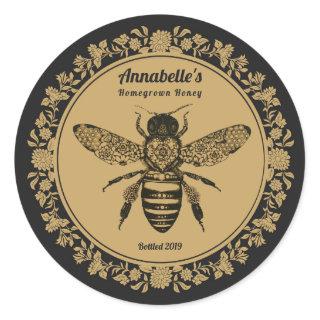 Floral Victorian Bee Honey Label