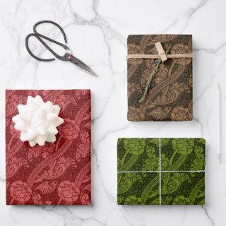 Floral Vintage Morris Pattern Red Sepia Green  Sheets
