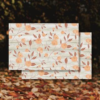 Floral Watercolor Boho Peach Modern Wood Decoupage Tissue Paper