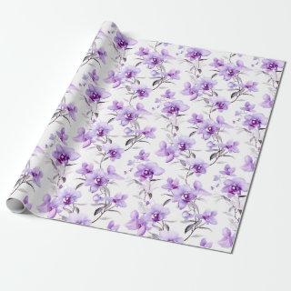 Floral watercolour - Purple lavender Orchids
