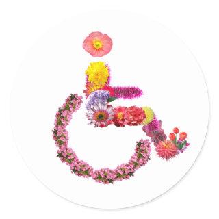 Floral Wheelchair Round Sticker