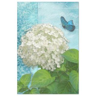 Floral White Hydrangea Blue Butterfly Vintage Art Tissue Paper