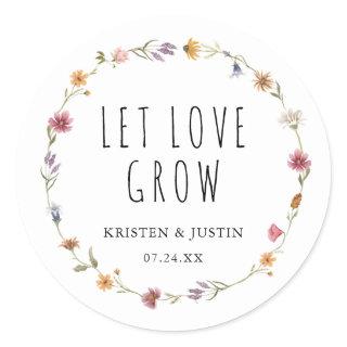 Floral Wildflower Let Love Grow Wedding Seeds Classic Round Sticker
