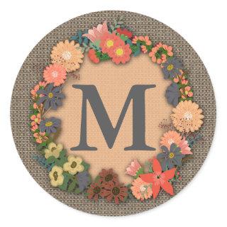 Floral Wreath Monogram Sticker