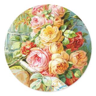 Florida Perfume Water with Cabbage Roses Classic Round Sticker