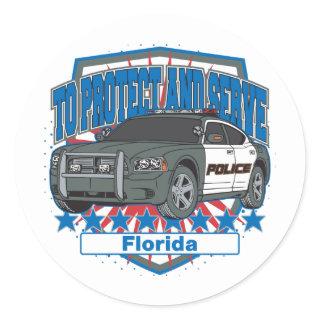 Florida To Protect and Serve Police Car Classic Round Sticker