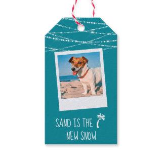 Florida Tropical Warm Wishes 2-Sided Photo | Teal Gift Tags