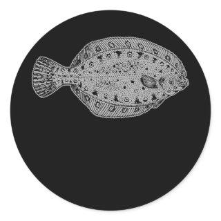 Flounder Fish Fisherman  Classic Round Sticker