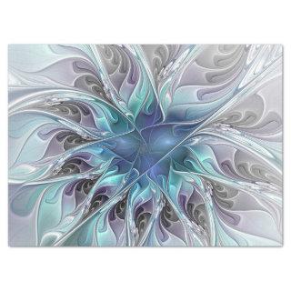 Flourish Abstract Modern Fractal Flower With Blue Tissue Paper