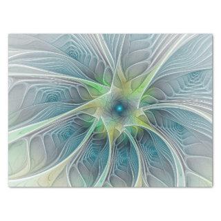 Flourish Fantasy Modern Blue Green Fractal Flower Tissue Paper