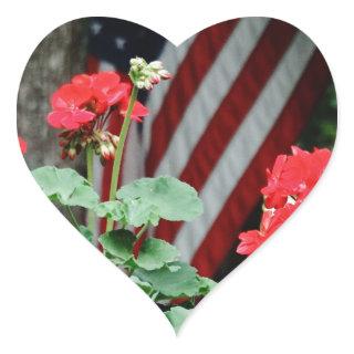 Flower and flag Red white and blue Heart Sticker