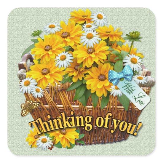 Flower Basket Square Sticker