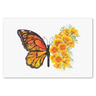 Flower Butterfly with Yellow California Poppy Tissue Paper