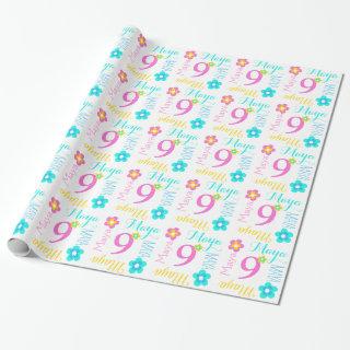 Flower custom name Maya kids age birthday wrap