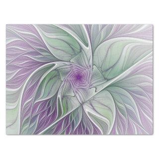 Flower Dream, Abstract Purple Green Fractal Art Tissue Paper