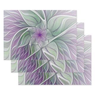 Flower Dream, Abstract Purple Green Fractal Art  Sheets