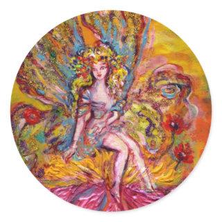 FLOWER FAIRY ON THE PINK IRIS fantasy Classic Round Sticker