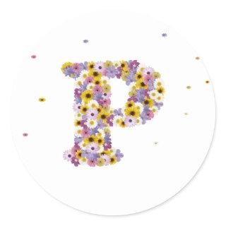 Flower letter P Classic Round Sticker