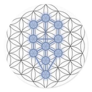 Flower of life and tree of life. classic round sticker