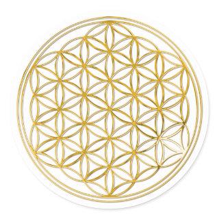 FLOWER OF LIFE - gold Classic Round Sticker