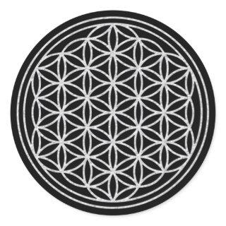 FLOWER OF LIFE - white Classic Round Sticker